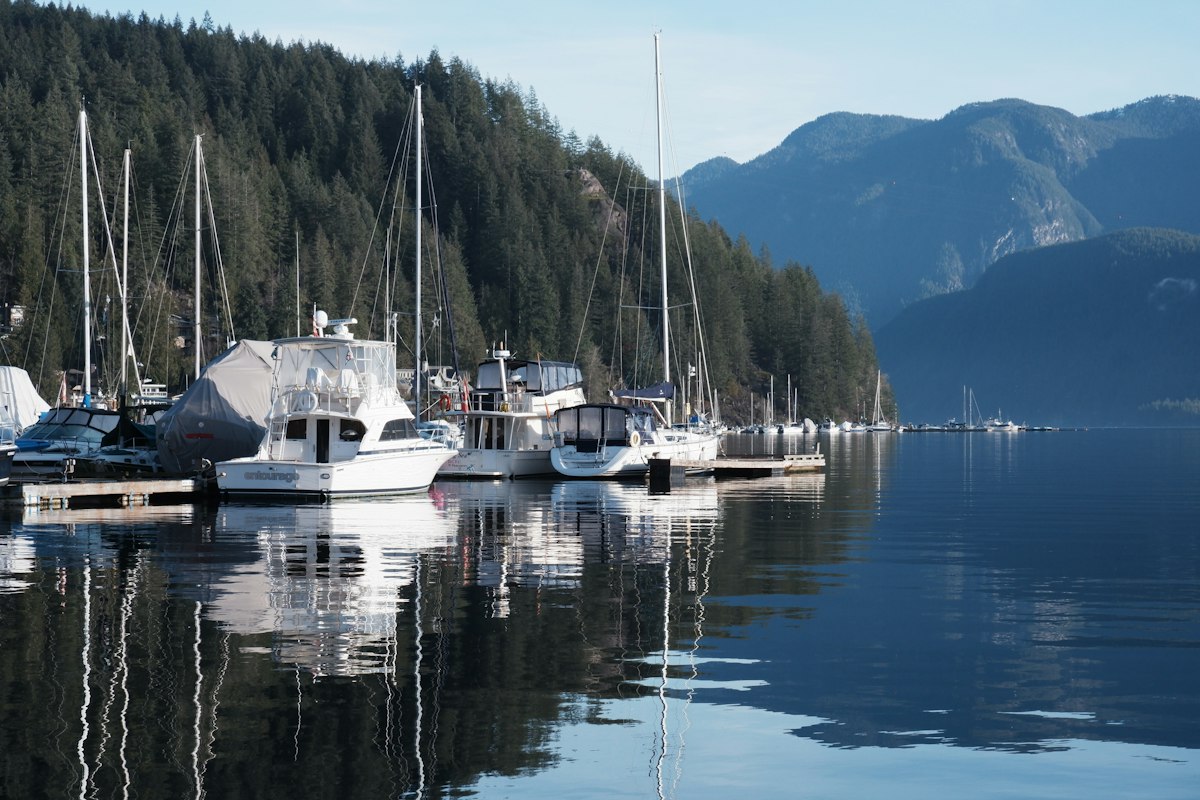 Sailboats at the marina in Deep Cove, North Vancouver