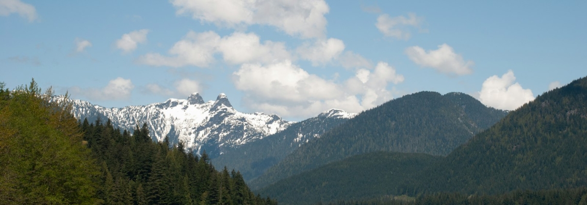 Forested North Shore mountains above Burrard Inlet, the landscape around Deep Cove in North Vancouver